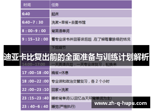 迪亚卡比复出前的全面准备与训练计划解析 迪亚卡比复出前的全面准备与训练计划解析